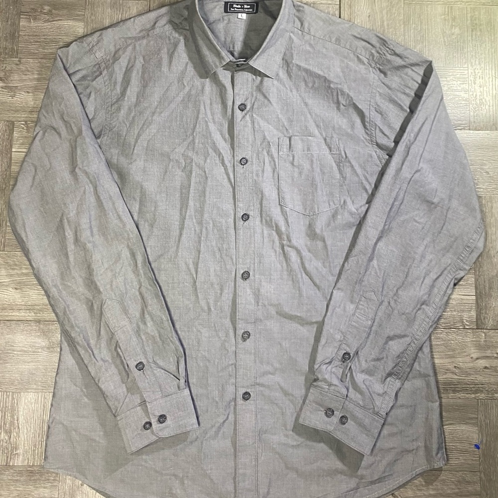 BLADE + BLUE Men's Shirt Button Down Long Sleeve Gray Large L - San Francisco CA
